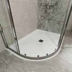 TrayMate TM25 Symmetry LH Offset Quadrant Shower Tray with Waste 1000mm x 800mm - White