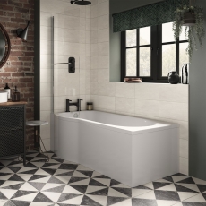 Trojan Concert P-Shaped Curved Shower Bath with Front Panel and Screen