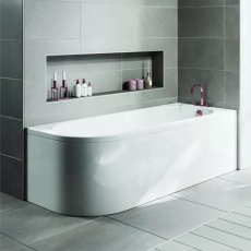 Trojan J-Shaped Curved Rectangular Bath 1700mm x 750mm (inc Wraparound Panel)
