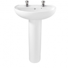 Twyford Alcona Basin & Full Pedestal 500mm Wide 2 Tap Hole