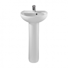 Twyford Alcona Handrinse Basin & Full Pedestal 400mm Wide 1 Tap Hole