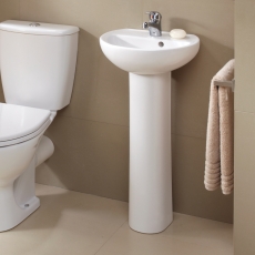 Twyford Alcona Handrinse Basin & Full Pedestal 400mm Wide 1 Tap Hole