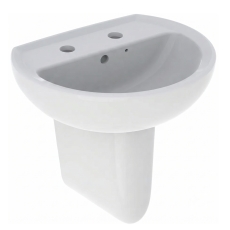 Twyford Alcona Handrinse Basin & Semi Pedestal 400mm Wide 2 Tap Hole