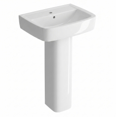 Twyford Alcona Handrinse Basin & Square Full Pedestal 450mm Wide 1 Tap Hole