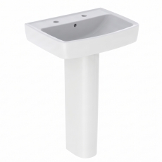 Twyford Alcona Basin & Full Pedestal 550mm Wide 2 Tap Hole