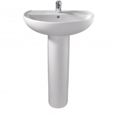 Twyford Alcona Boxed Basin & Pedestal Pack 550mm Wide - 1 Tap Hole
