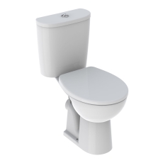 Twyford Alcona Close Coupled Toilet Round Push Button Cistern - Top Fix Standard Seat