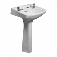 Twyford Classic Basin & Full Pedestal 560mm Wide 2 Tap Hole