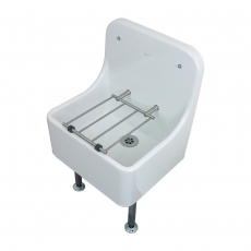 Twyford Cleaners High Back Sink with Grating 470mm L x 400mm W - White