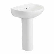 Twyford Option Basin & Full Pedestal 550mm Wide 2 Tap Hole