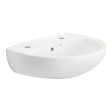 Twyford Option Round Wall Hung Basin 550mm Wide - 2 Tap Hole