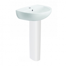 Twyford Option Basin with Full Pedestal 550mm W - 1 Tap Hole