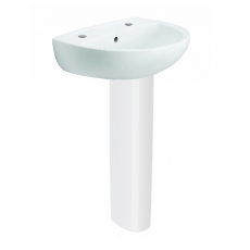 Twyford Option Basin with Full Pedestal 550mm W - 2 Tap Hole