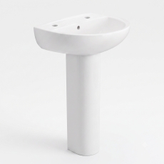 Twyford Option Basin with Full Pedestal 550mm W - 2 Tap Hole