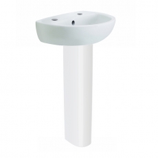 Twyford Option Basin with Full Pedestal 400mm W - 2 Tap Hole