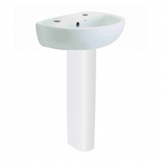 Twyford Option Handrinse Basin with Full Pedestal 400mm Wide 2 Tap Hole
