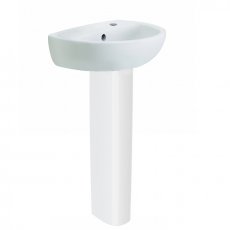 Twyford Option Basin with Full Pedestal 400mm W Right Handed - 1 Tap Hole