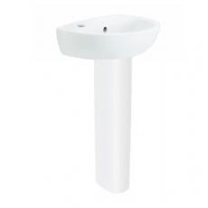 Twyford Option Basin with Full Pedestal 400mm W Left Handed - 1 Tap Hole