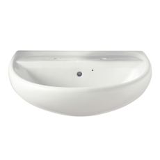Twyford Sola Handrinse Wall Hung Basin 600mm Wide - 2 Tap Hole (With Chainstay)