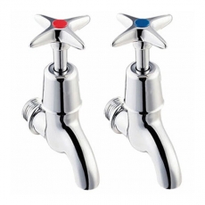 Twyford Sola 1/2 Cross Head Basin Bib Taps Pair Chrome