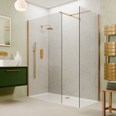 Valo Altitude Brushed Brass 2000mm Walk-In Shower Enclosure