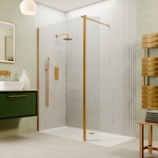 Valo Altitude Brushed Brass 2000mm Wet Room Shower Screen with Return Panel