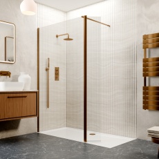 Valo Altitude Brushed Bronze 2000mm Wet Room Shower Screen with Return Panel