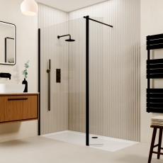 Valo Altitude Matt Black 2000mm Wet Room Shower Screen with Return Panel