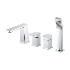 Vema Lys 4-Hole Bath Shower Mixer Tap Pillar Mounted - Chrome