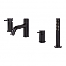 Vema Maira 4-Hole Bath Shower Mixer Tap Pillar Mounted - Matt Black