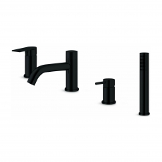 Vema Timea 4-Hole Bath Shower Mixer Tap Pillar Mounted - Matt Black