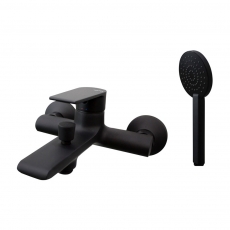 Vema Timea 2-Hole Bath Shower Mixer Tap with Shower Kit and Bracket Wall Mounted - Matt Black