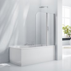 Verona Aquaglass+ Two Folding Bath Screen 1500mm H x 1200mm W - 6mm Glass