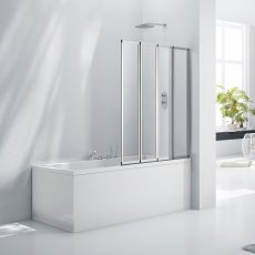 Verona Aquaglass+ Four Folding Bath Screen 1400mm H x 800mm W - 3mm Glass