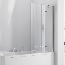 Verona Aquaglass+ Frameless 4 Folding Bath Screen 1500mm H x 965mm W - 6mm Glass