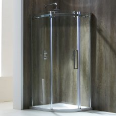 Verona Aquaglass+ Frameless 1-Door Offset Quadrant Shower Enclosure - 8mm Glass