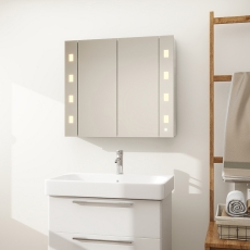 Verona Designer Cube 2-Door Mirrored Bathroom Cabinet 800mm Wide