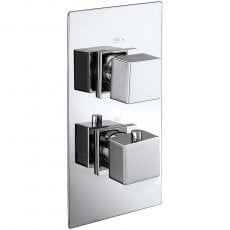 Verona Cube Thermostatic Twin Concealed Shower Valve with Diverter - Polished Chrome