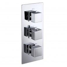 Verona Cube Concealed Thermostatic Shower Valve Triple Handle - Chrome