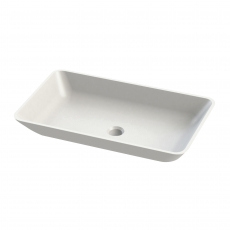 Verona Elvis Rectangle Solid Surface Sit-On Countertop Basin 596mm Wide - 0 Tap Hole