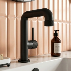 Verona Fontessa Matt Black Basin Mixer Tap (inc Waste)