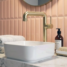 Verona Fontessa Brushed Brass Tall High Rise Basin Mixer Tap (inc Waste)