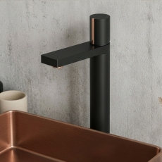 Verona Galleria Matt Black Tall High Rise Basin Mixer Tap (inc Waste)