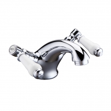 Verona Holborn Mono Basin Mixer Tap Dual Handle with Click-Clack Waste - Chrome