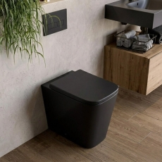 Verona Lovito Black Rimless Comfort Height Back to Wall Toilet (inc Soft Close Seat)
