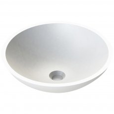 Verona Prince Round Solid Surface Sit-On Counter Top Basin 420mm Wide - 0 Tap Hole