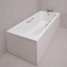 Verona Professional Anti-Slip Steel Bath with Twin Grips (2 Tap Hole)