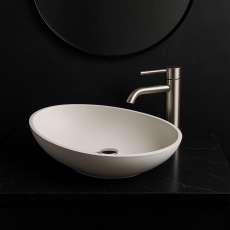 Verona Queen Oval Solid Surface Sit-On Counter Top Basin 572mm Wide - 0 Tap Hole