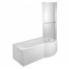 Verona Tungstenite P-Shaped Shower Bath with Panel Curved Screen 1500mm x 700/850mm Right Handed - Acrylic