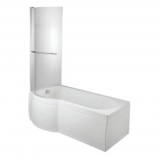 Verona Tungstenite P-Shaped Shower Bath with Panel Curved Screen - Acrylic